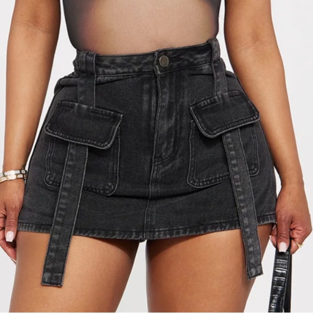 Fashion Nova Black Denim Skort